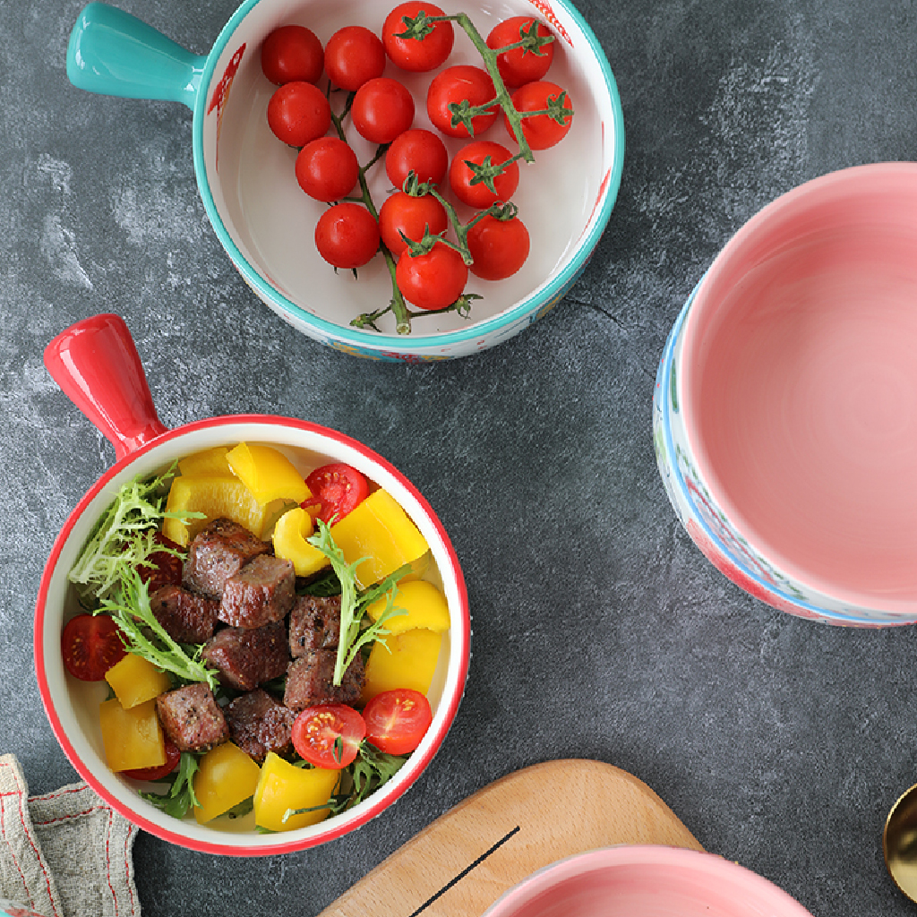 Ceramic Bowl with Handle (Green) - Korea Wallpaper